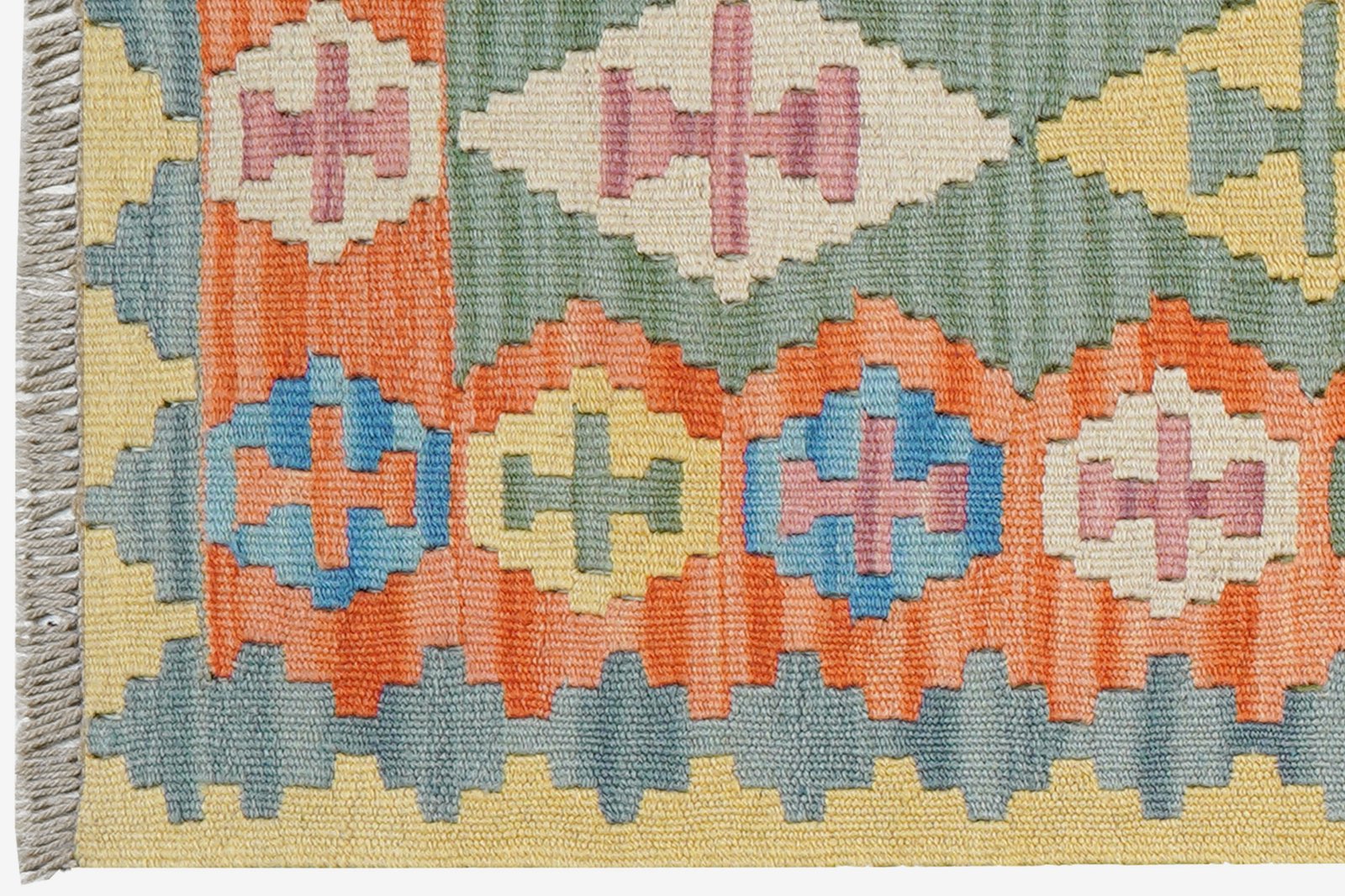 Kelim Gashgai — Handmade, 61x248 cm, Green, 100% Virgin Wool | View 3