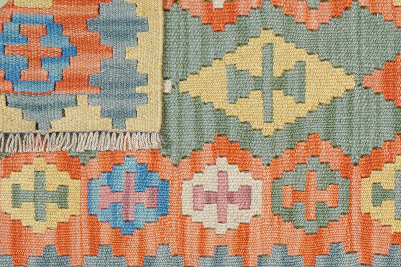 Kelim Gashgai — Handmade, 61x248 cm, Green, 100% Virgin Wool | View 6
