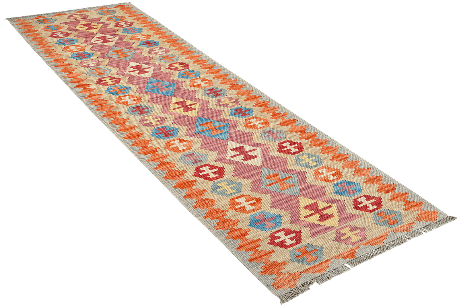 Kelim Gashgai — Handmade, 60x249 cm, Red, 100% Virgin Wool | View 4