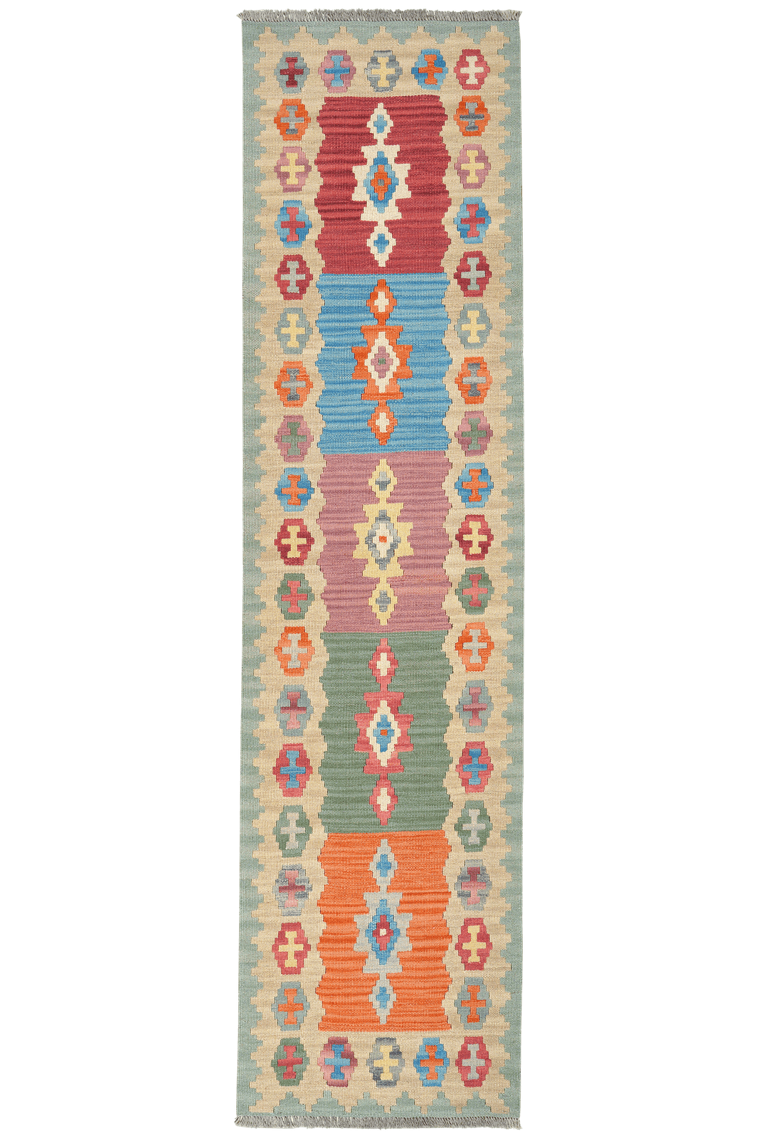 Kelim Gashgai — Handmade, 61x240 cm, Multicolor, 100% Virgin Wool | Main view