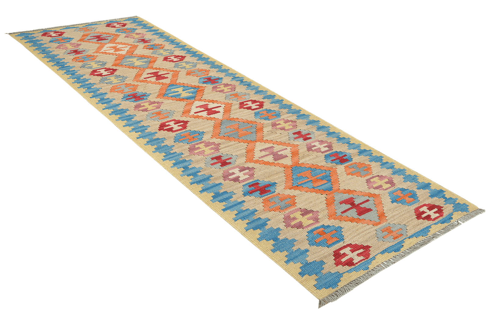 Kelim Gashgai — Handmade, 59x253 cm, Beige, 100% Virgin Wool | View 4