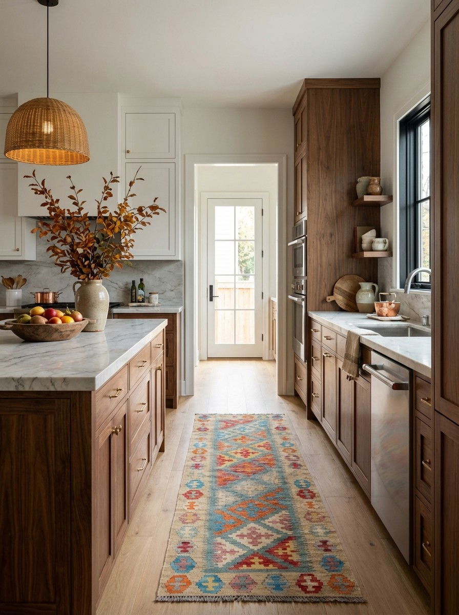 Kelim Gashgai — Handgefertigt, 237x60 cm, Beige, 100% Virgin Wool | Back view