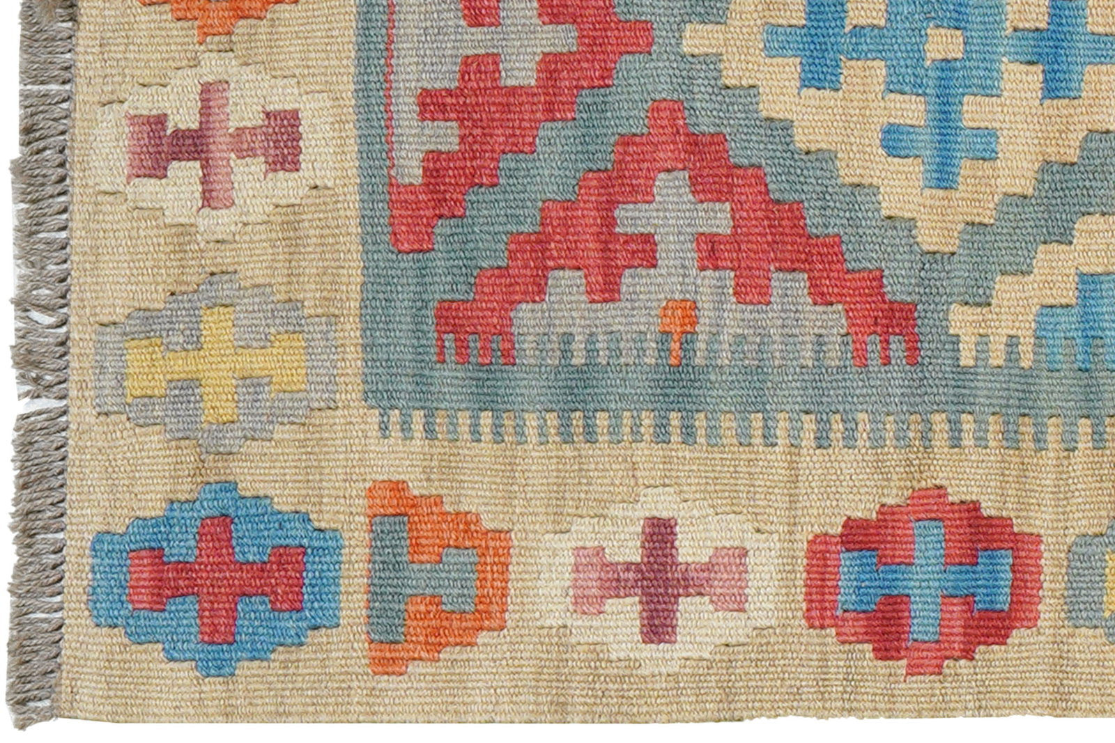 Kelim Gashgai — Handgefertigt, 237x60 cm, Beige, 100% Virgin Wool | View 4