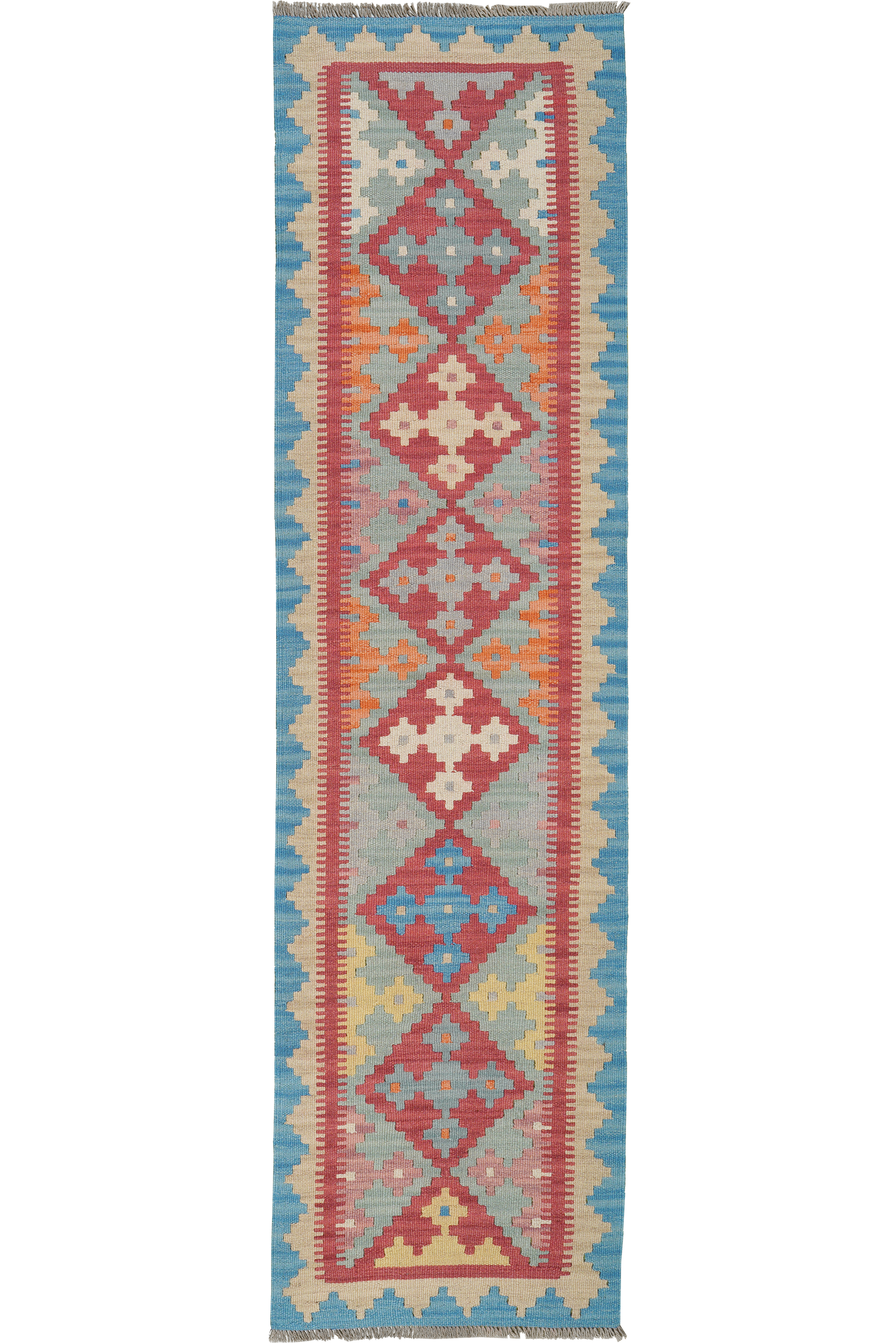 Kelim Gashgai — Handgefertigt, 239x59 cm, Beige, 100% Virgin Wool | Main view