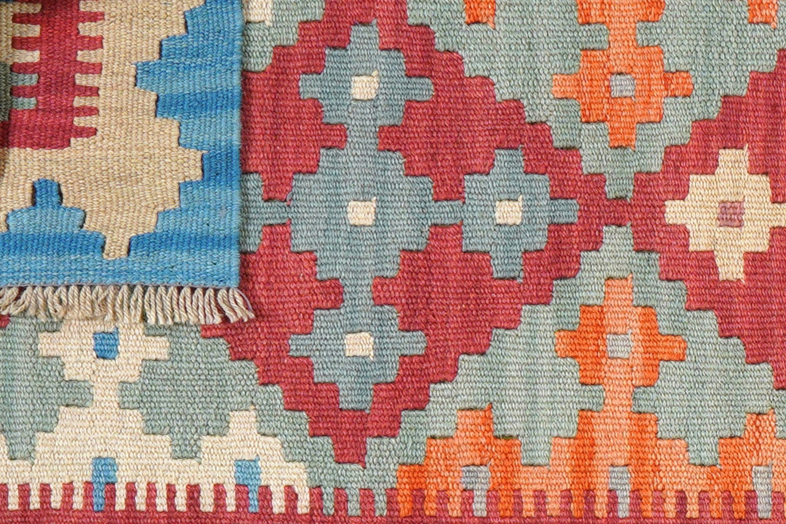 Kelim Gashgai — Handgefertigt, 239x59 cm, Beige, 100% Virgin Wool | View 7