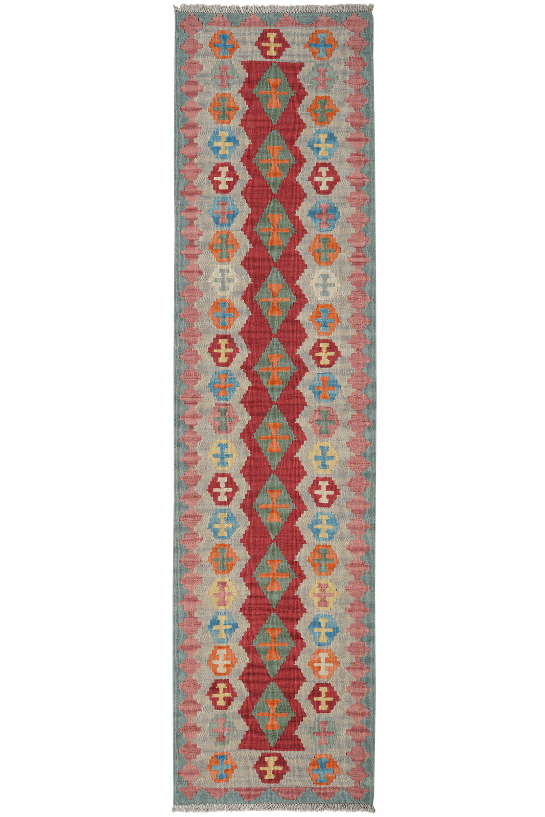 Kelim Gashgai — Handmade, 62x246 cm, Red, 100% Virgin Wool | Main view