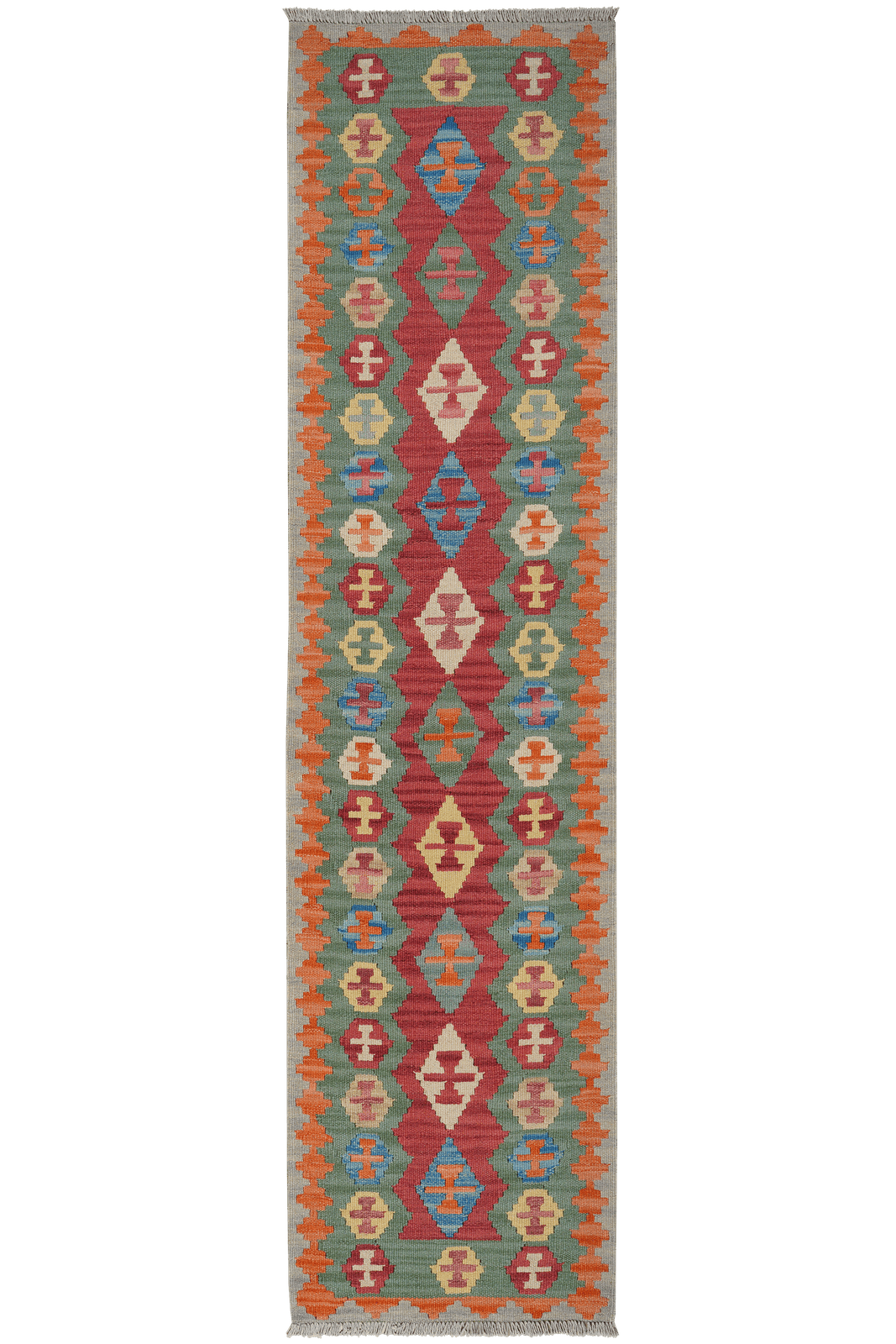 Kelim Gashgai — Handmade, 61x246 cm, Red, 100% Virgin Wool | Main view