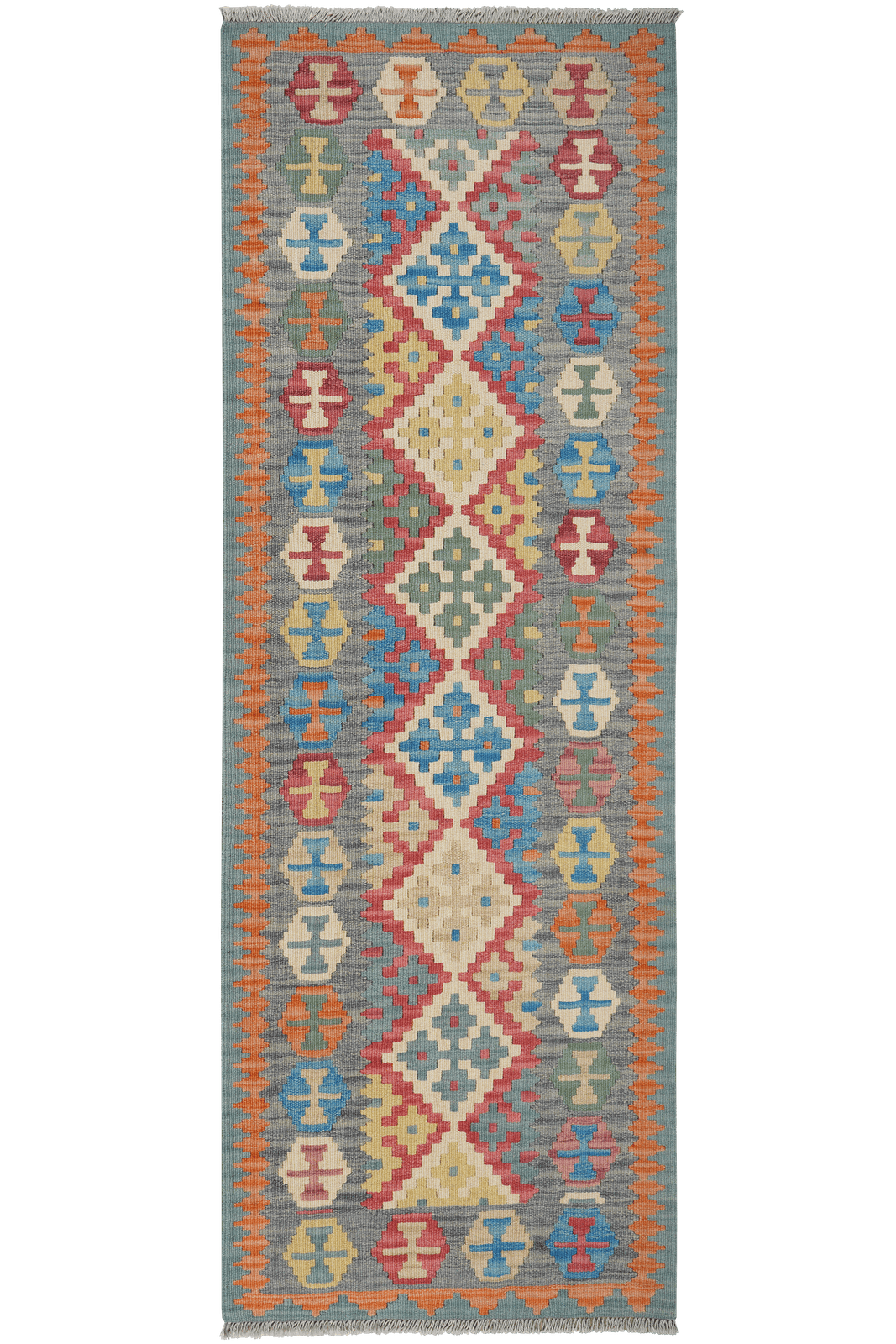 Kelim Gashgai — Handmade, 84x242 cm, Red, 100% Virgin Wool | Main view
