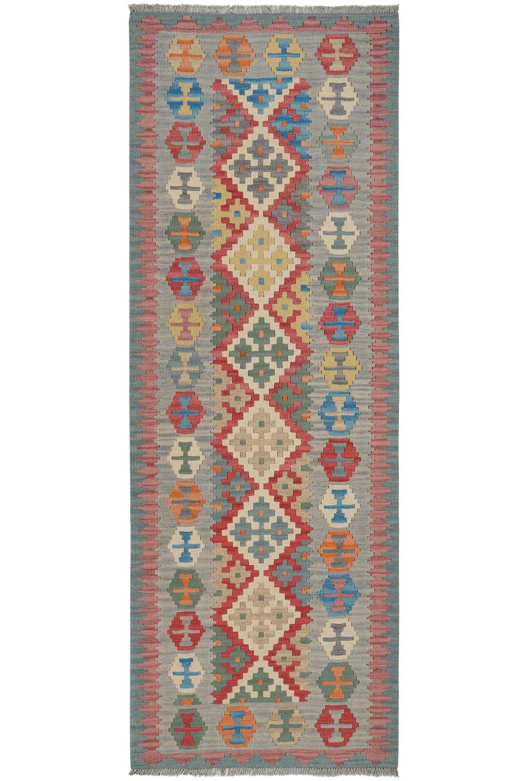 Kelim Gashgai — Handmade, 85x245 cm, Red, 100% Virgin Wool | Main view