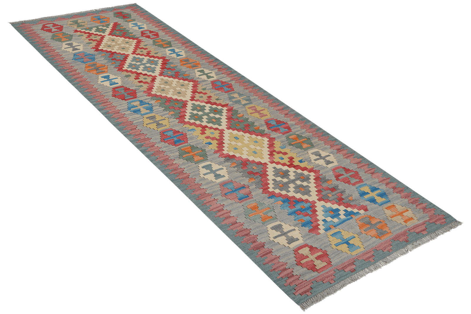 Kelim Gashgai — Handmade, 85x245 cm, Red, 100% Virgin Wool | View 4