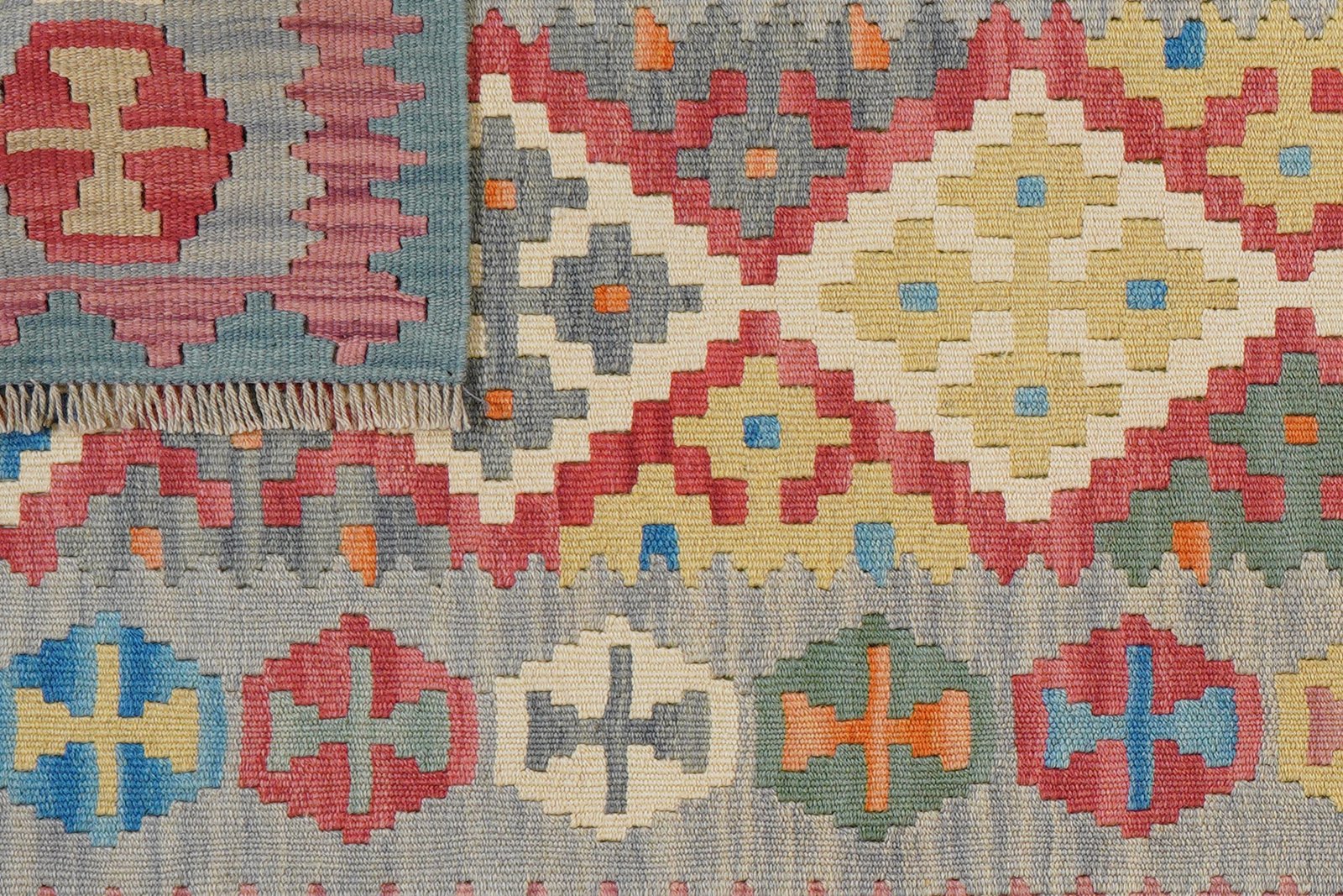 Kelim Gashgai — Handmade, 85x245 cm, Red, 100% Virgin Wool | View 6