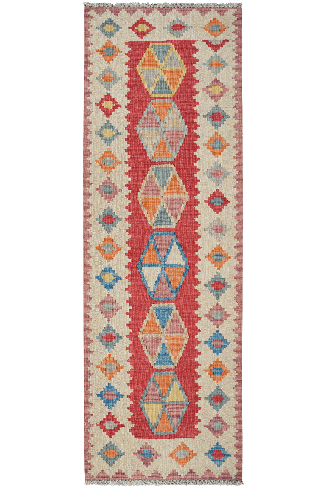 Kelim Gashgai — Handmade, 83x252 cm, Red, 100% Virgin Wool | Main view