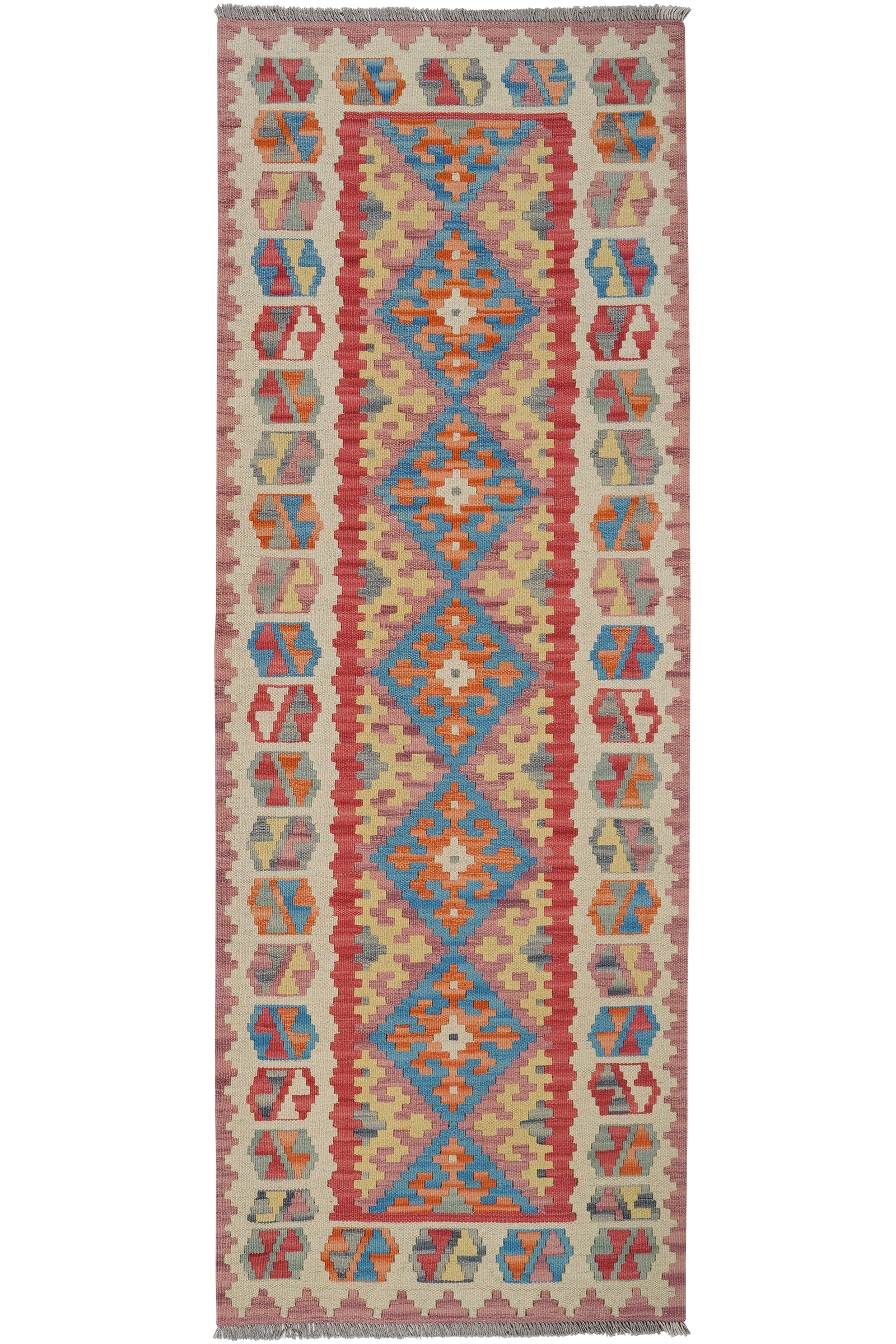 Kelim Gashgai — Handgefertigt, 240x85 cm, Beige, 100% Virgin Wool | Main view