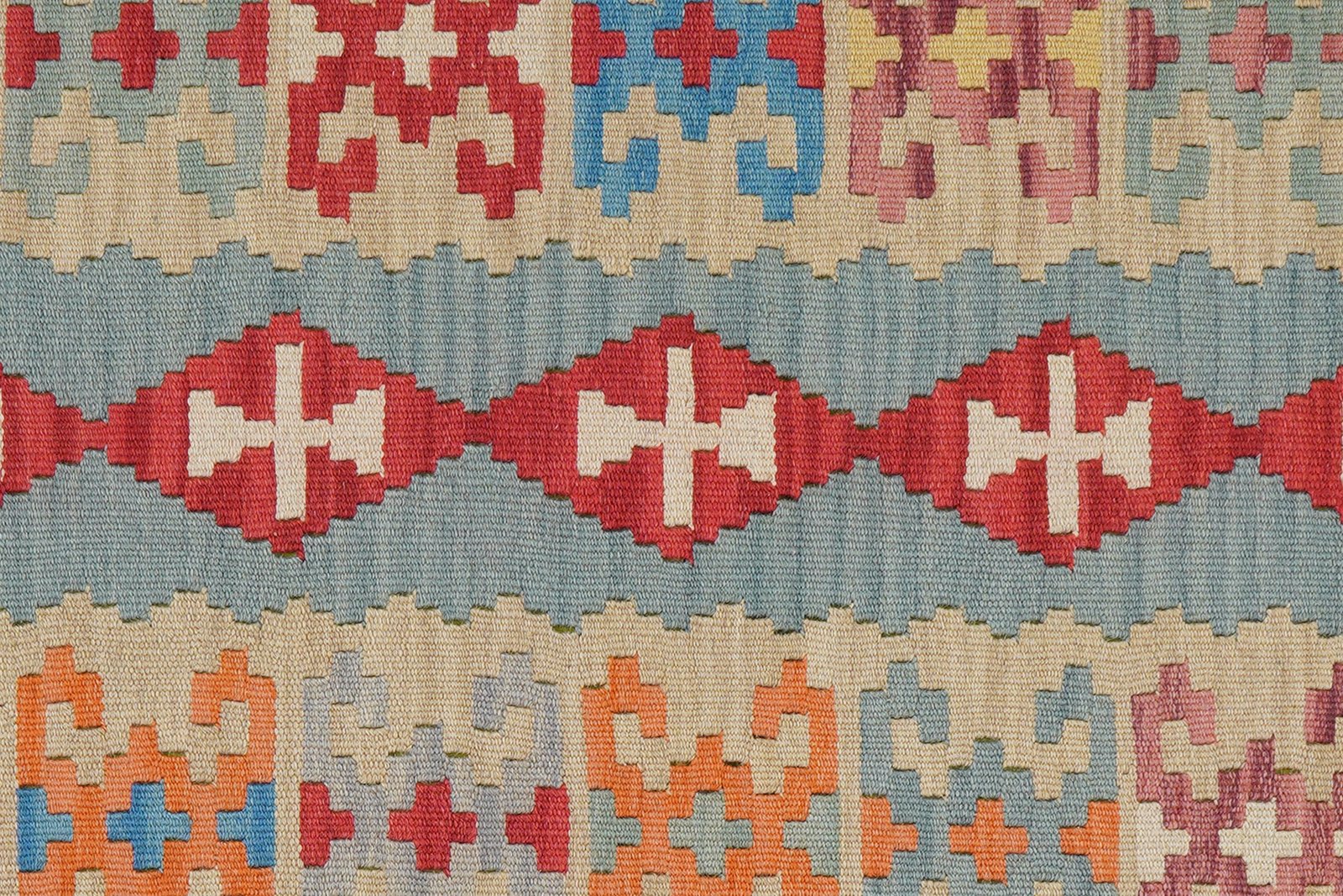 Kelim Gashgai — Handmade, 84x263 cm, Blue, 100% Virgin Wool | View 5