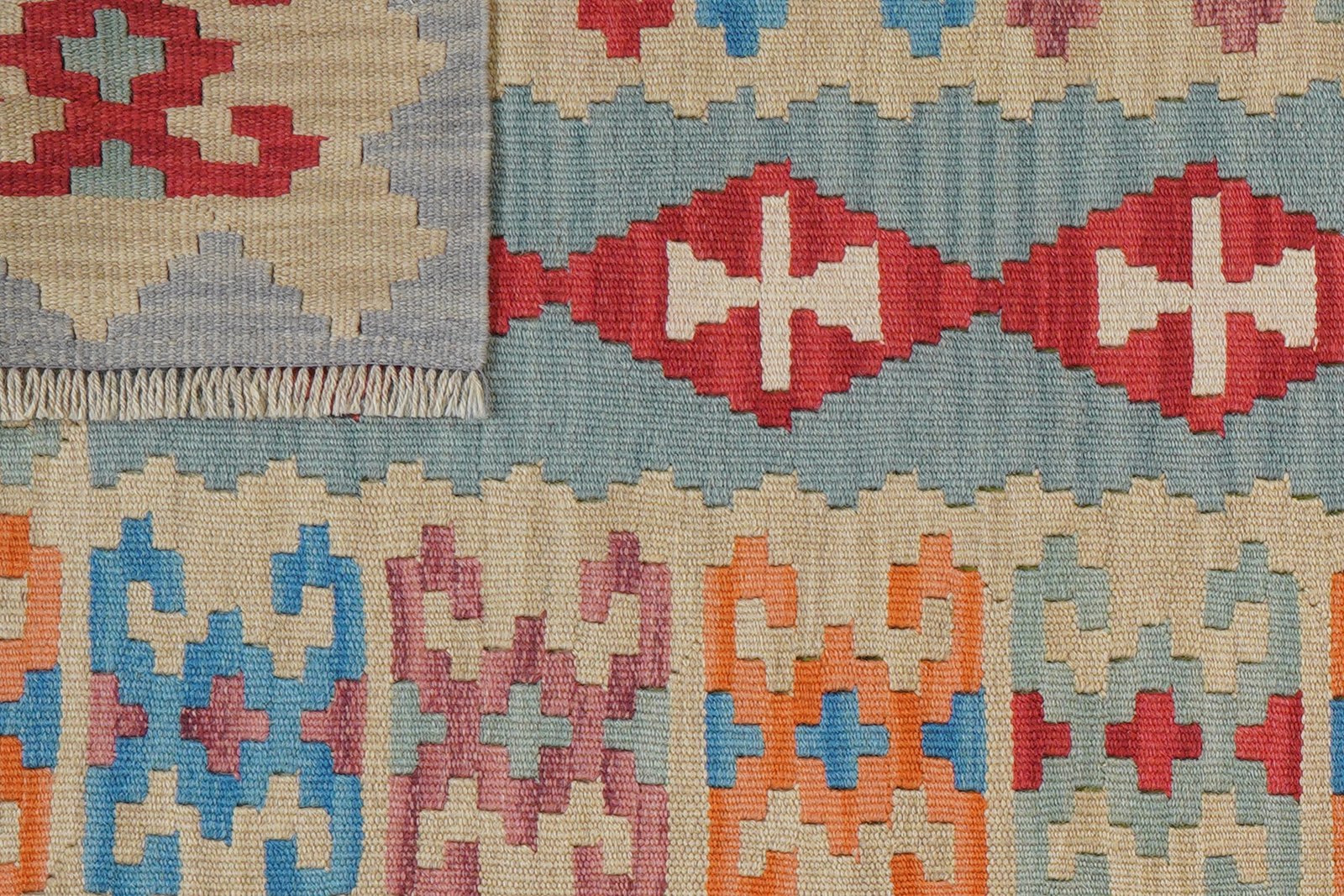 Kelim Gashgai — Handmade, 84x263 cm, Blue, 100% Virgin Wool | View 6