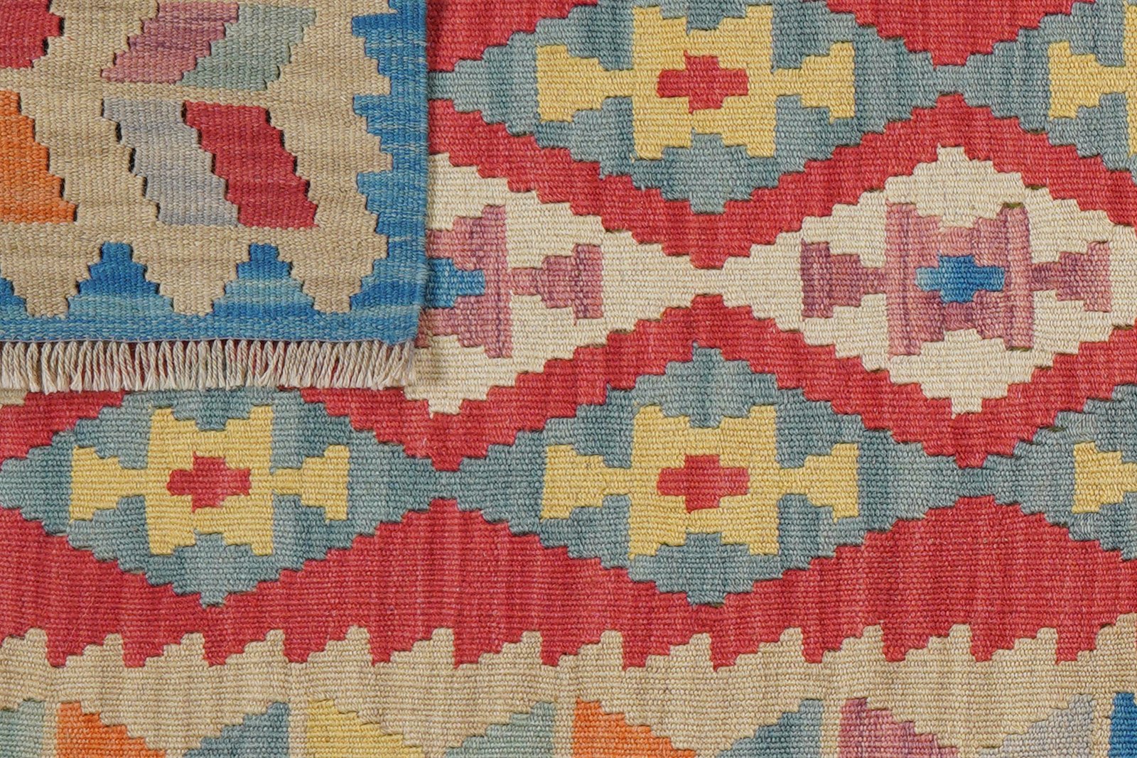 Kelim Gashgai — Handmade, 83x241 cm, Red, 100% Virgin Wool | View 6