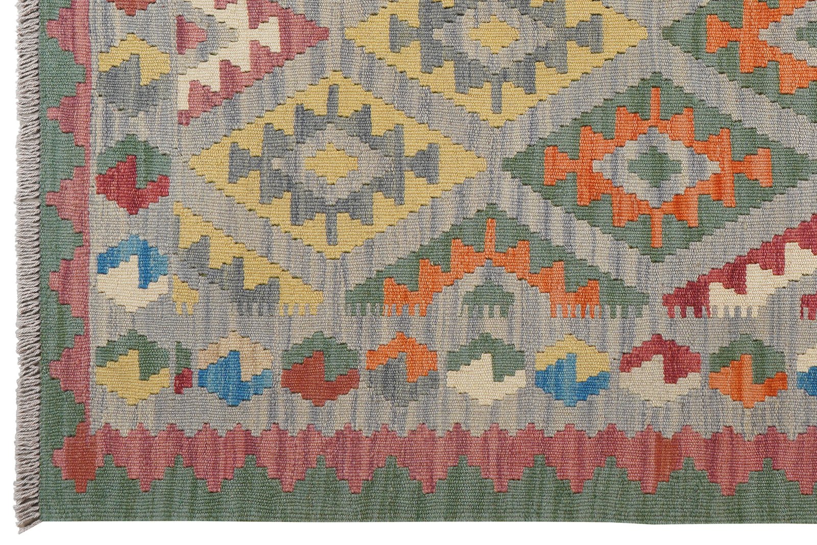 Kelim Gashgai — Handmade, 128x186 cm, Grey, 100% Virgin Wool | View 3