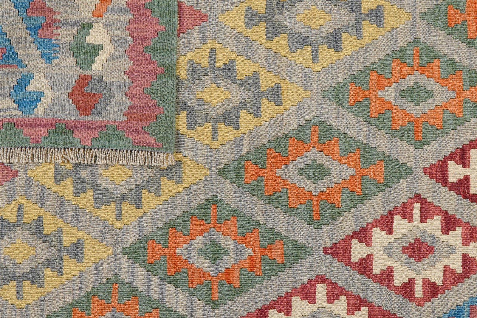 Kelim Gashgai — Handmade, 128x186 cm, Grey, 100% Virgin Wool | View 6