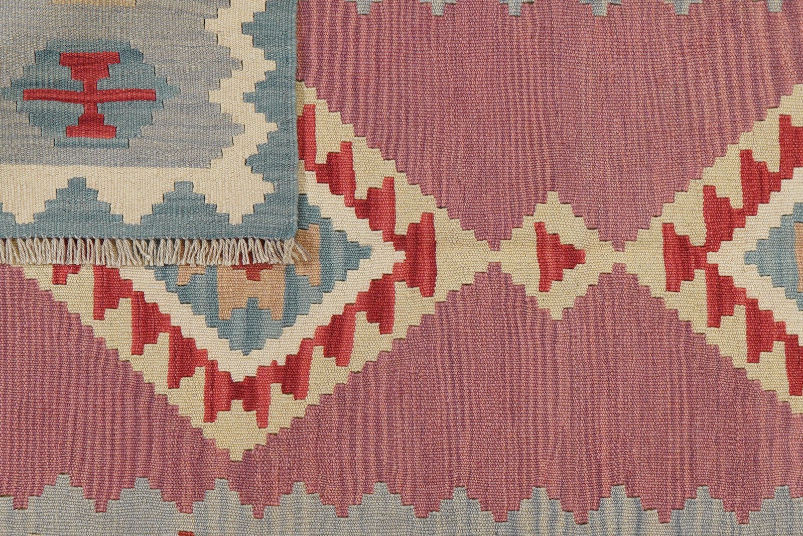 Kelim Gashgai — Handmade, 126x186 cm, Pink, 100% Virgin Wool | View 6