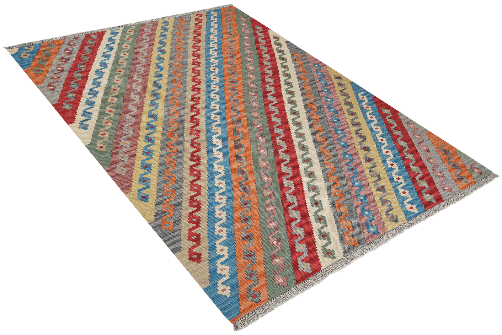 Kelim Gashgai — Handmade, 130x176 cm, Multicolor, 100% Virgin Wool | View 4