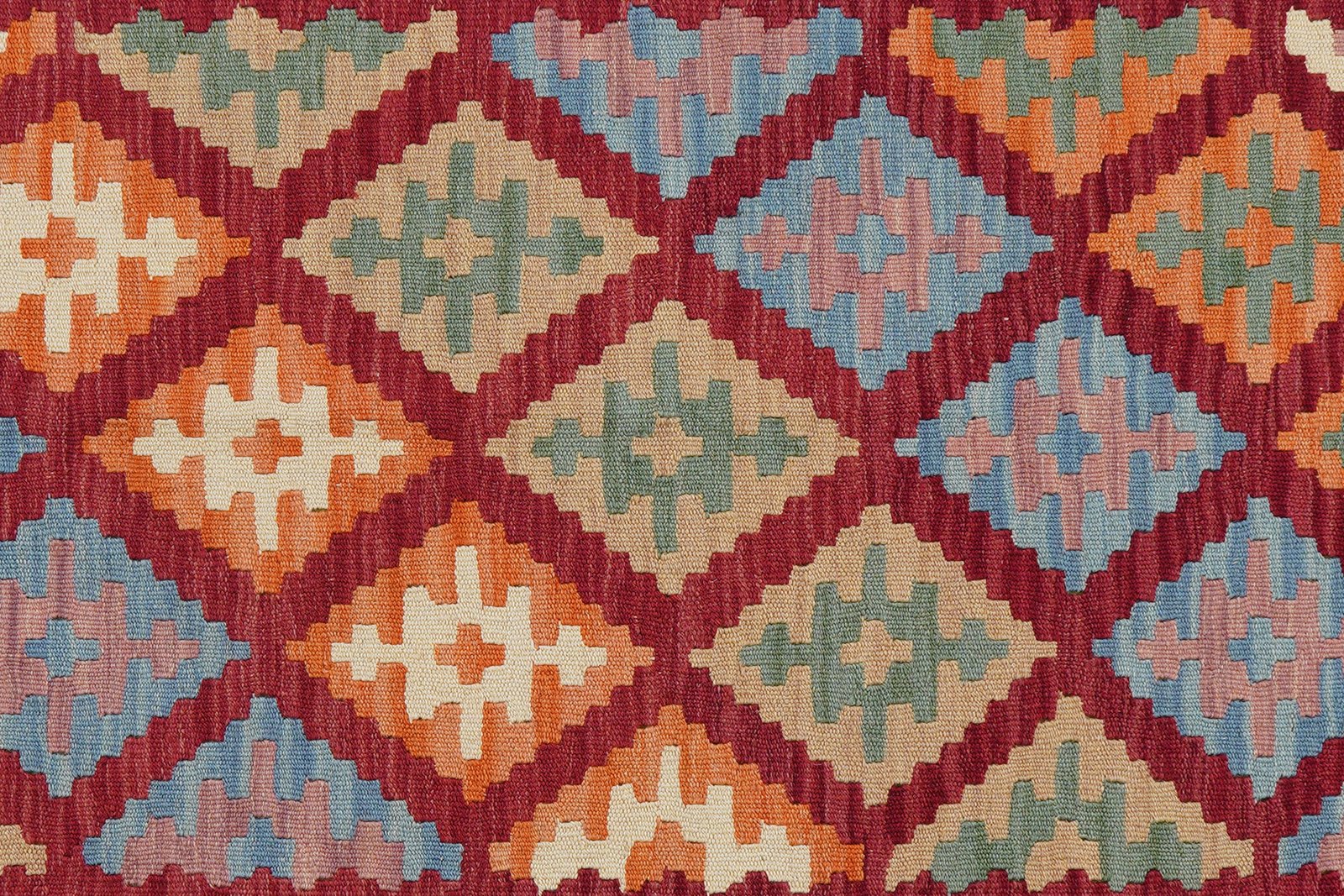 Kelim Gashgai — Handmade, 122x187 cm, Red, 100% Virgin Wool | View 5