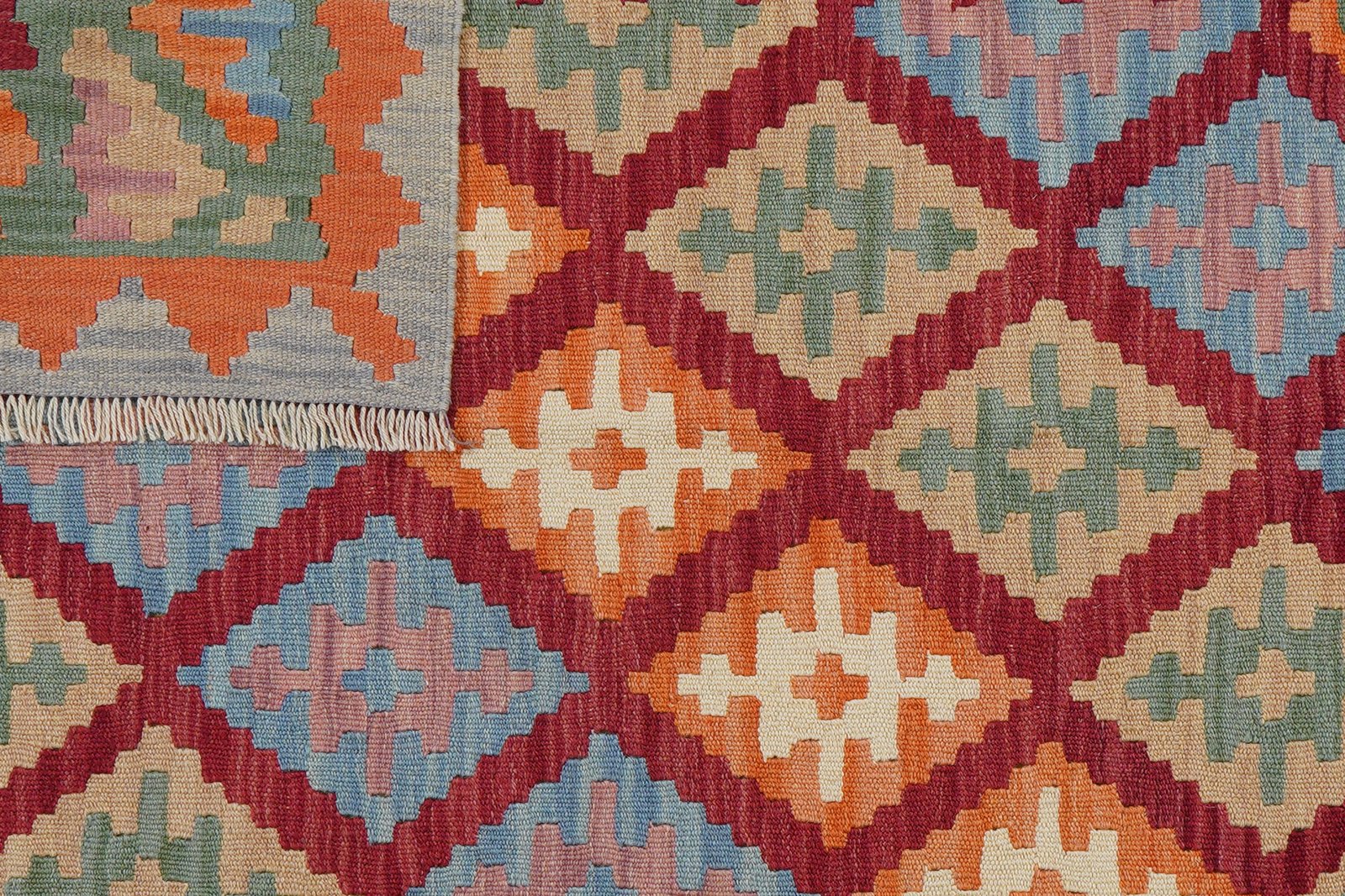 Kelim Gashgai — Handmade, 122x187 cm, Red, 100% Virgin Wool | View 6
