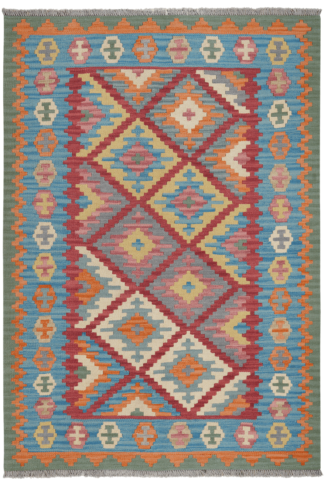 Kelim Gashgai — Handmade, 131x189 cm, Red, 100% Virgin Wool | Main view