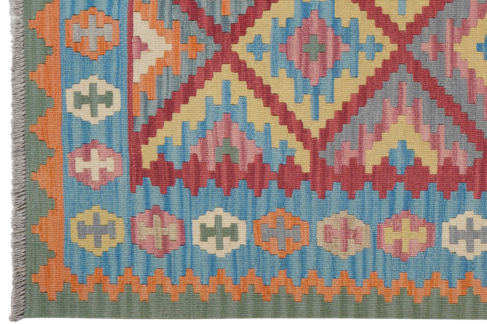 Kelim Gashgai — Handmade, 131x189 cm, Red, 100% Virgin Wool | View 3
