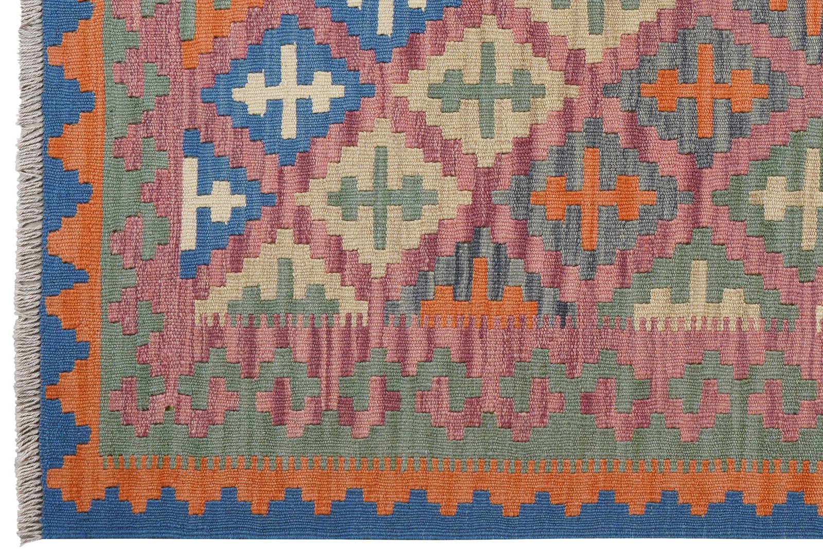 Kelim Gashgai — Handmade, 124x179 cm, Pink, 100% Virgin Wool | View 3