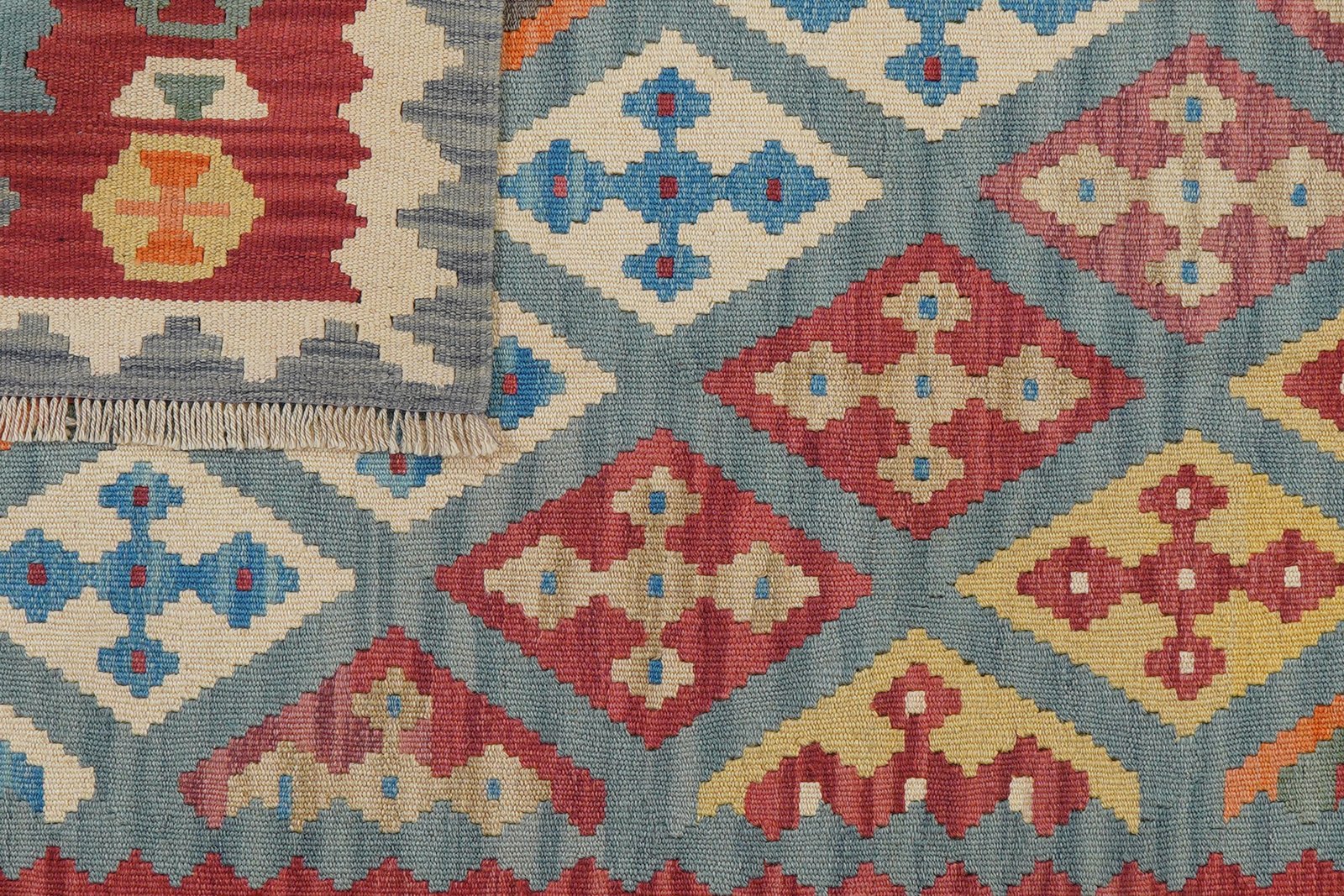 Kelim Gashgai — Handmade, 118x178 cm, Blue, 100% Virgin Wool | View 6