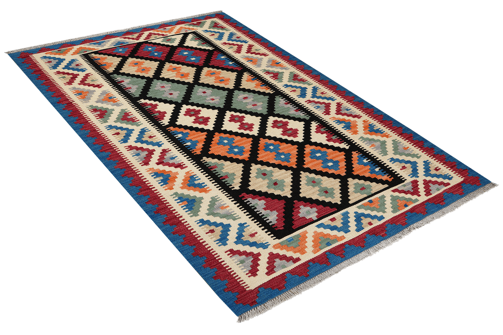 Kelim Gashgai — Handmade, 125x189 cm, Black, 100% Virgin Wool | View 4