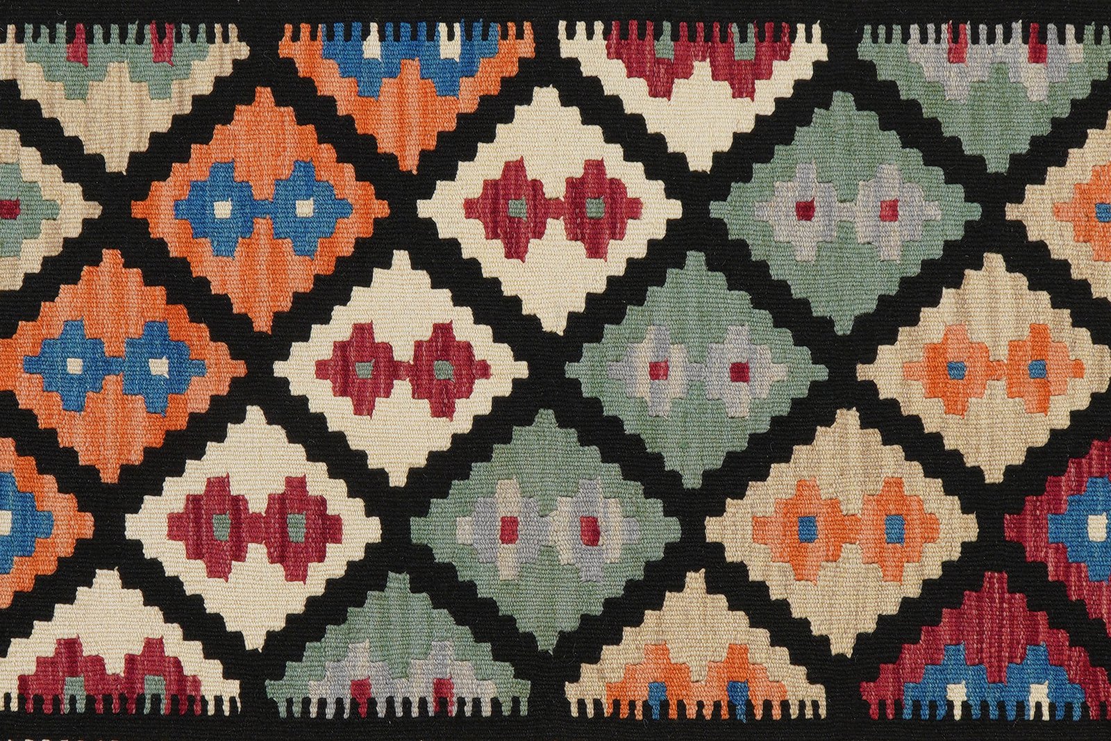 Kelim Gashgai — Handmade, 125x189 cm, Black, 100% Virgin Wool | View 5