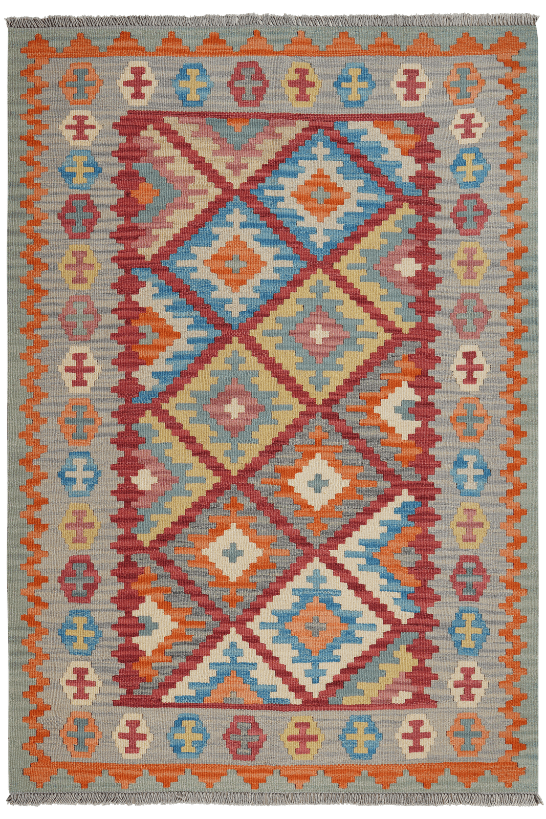 Kelim Gashgai — Handmade, 126x182 cm, Red, 100% Virgin Wool | Main view