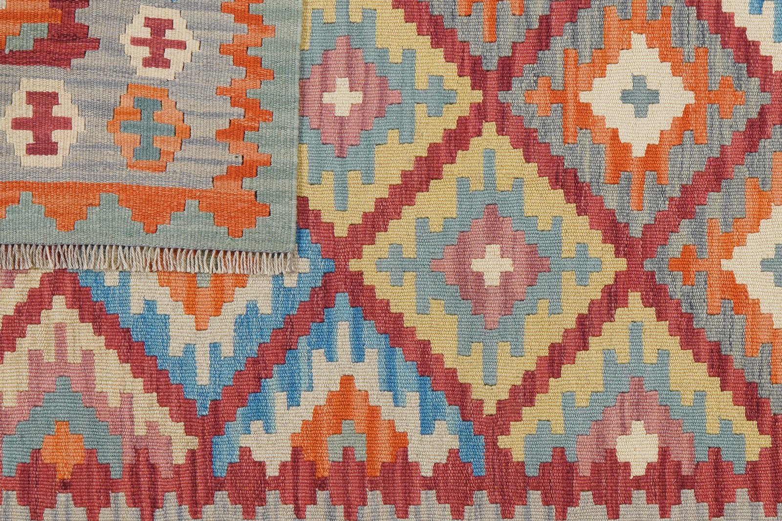 Kelim Gashgai — Handmade, 126x182 cm, Red, 100% Virgin Wool | View 6
