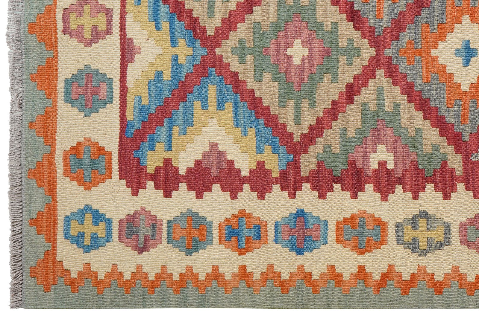 Kelim Gashgai — Handmade, 131x191 cm, Red, 100% Virgin Wool | View 3