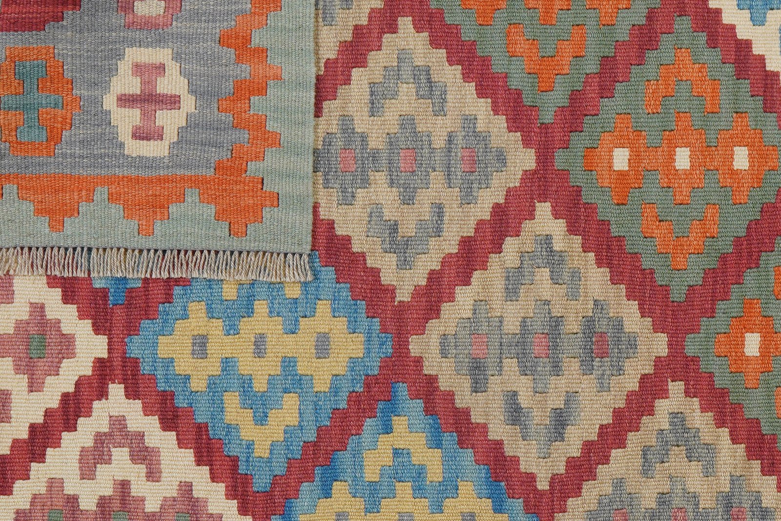 Kelim Gashgai — Handmade, 128x172 cm, Red, 100% Virgin Wool | View 6