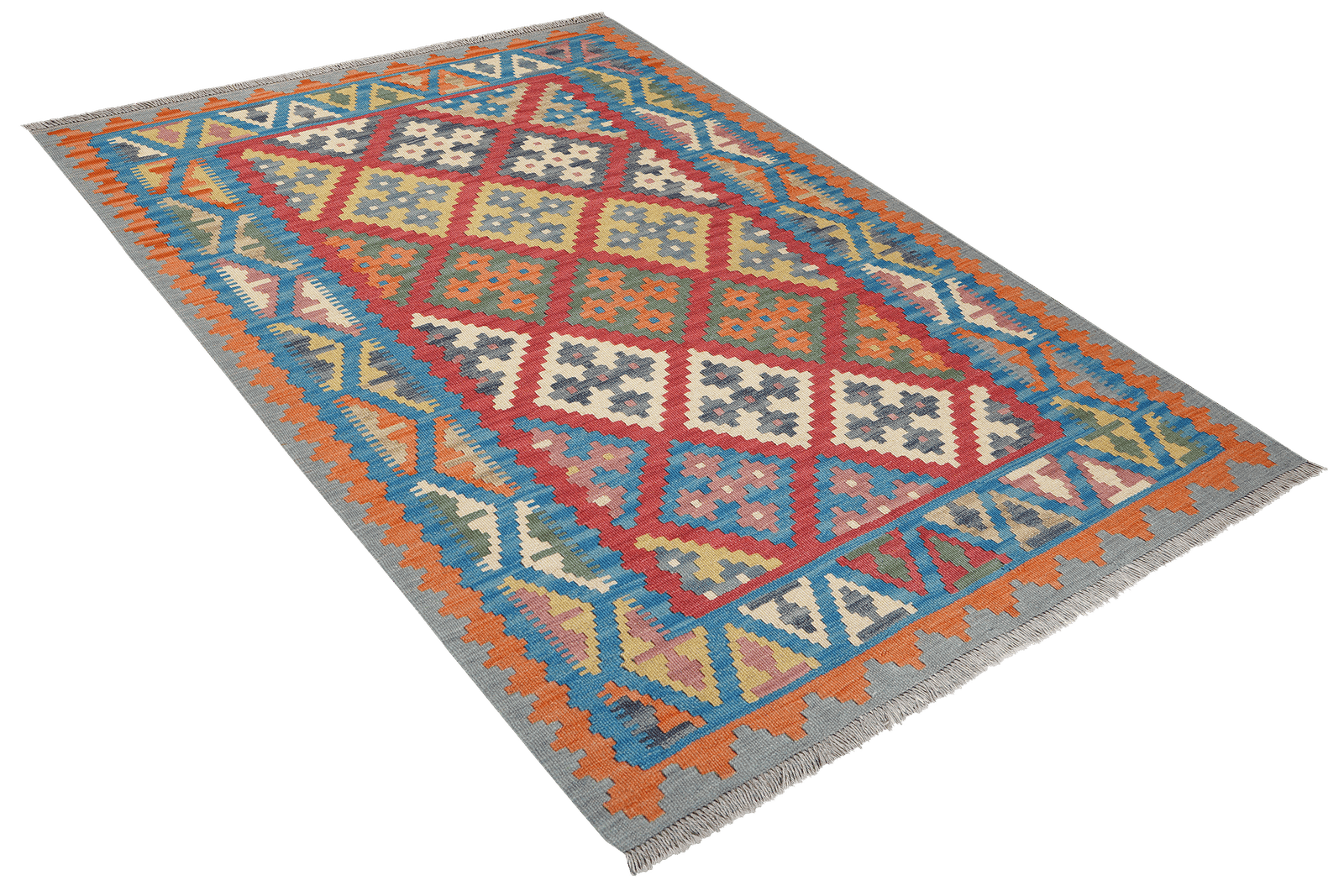 Kelim Gashgai — Handmade, 127x177 cm, Red, 100% Virgin Wool | View 4