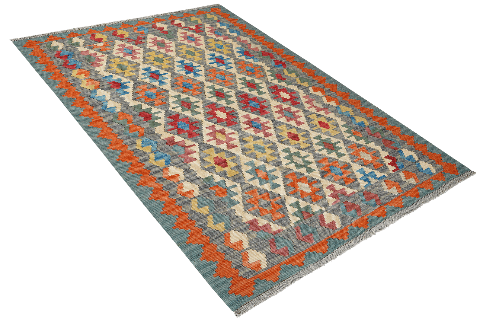 Kelim Gashgai — Handmade, 127x180 cm, Grey, 100% Virgin Wool | View 4