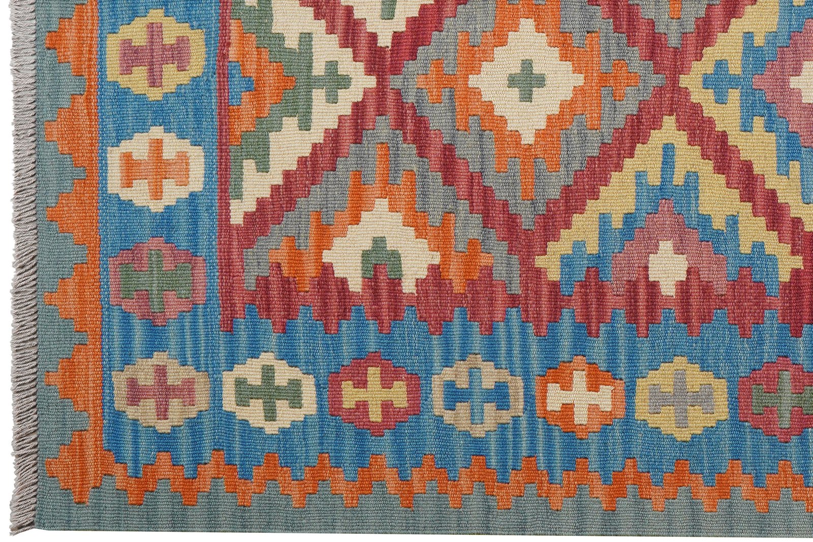Kelim Gashgai — Handmade, 127x181 cm, Red, 100% Virgin Wool | View 3
