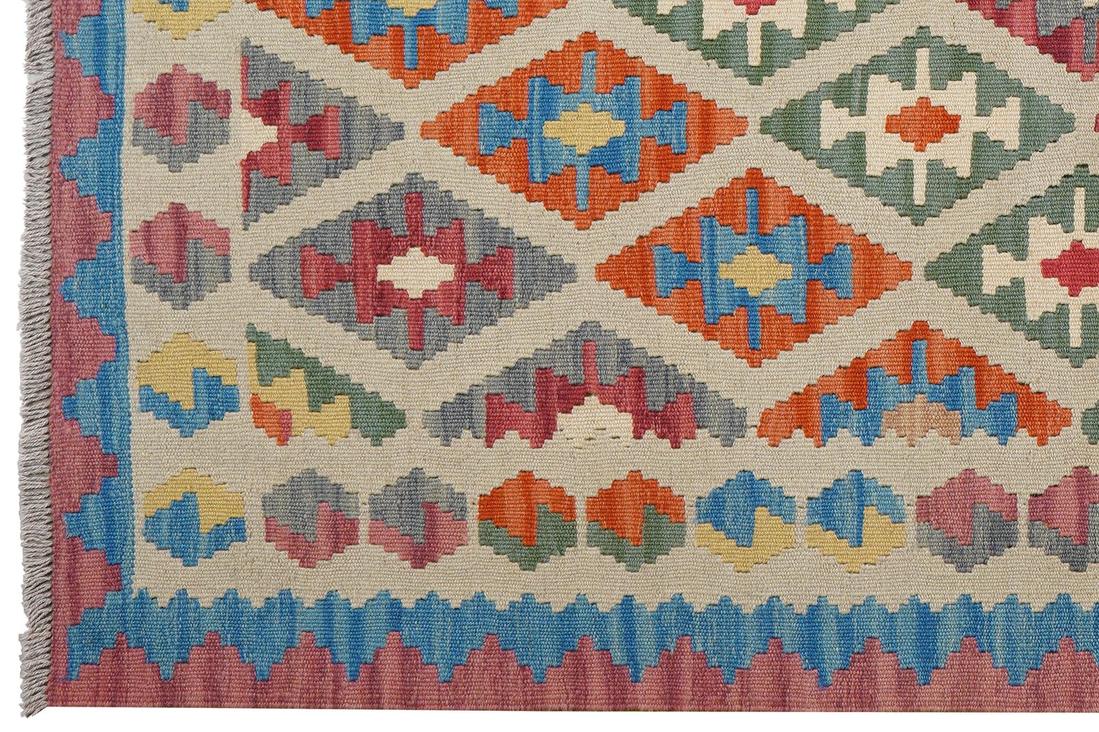 Kelim Gashgai — Handmade, 126x179 cm, Beige, 100% Virgin Wool | View 3