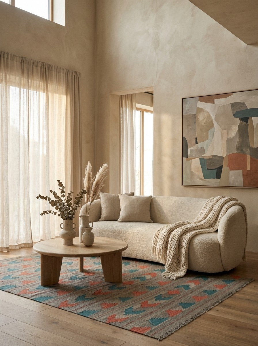 Kelim Gashgai — Handmade, 170x249 cm, Beige, 100% Virgin Wool | Detail view