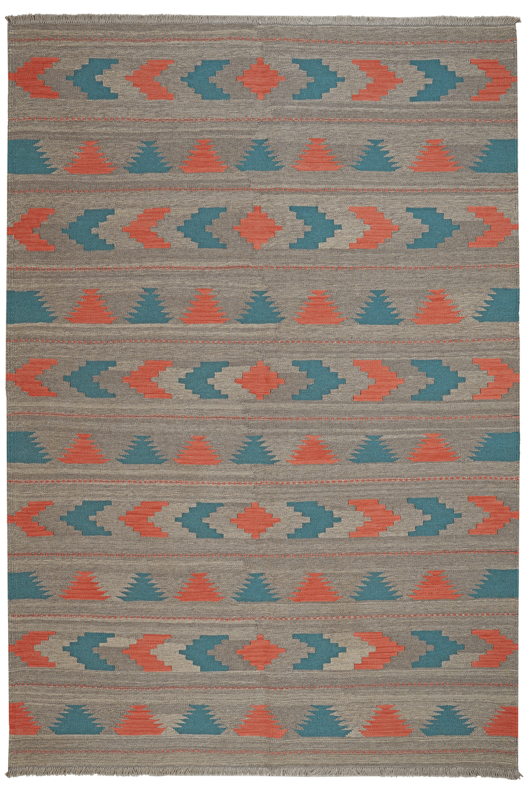Kelim Gashgai — Handmade, 170x249 cm, Beige, 100% Virgin Wool | Main view