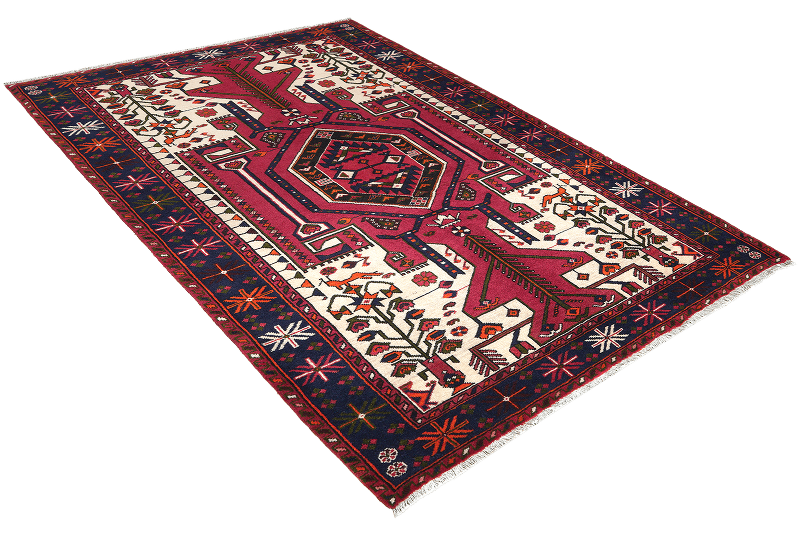 Saveh — Hand-knotted, 144x216 cm, Red, 100% Virgin Wool | View 4