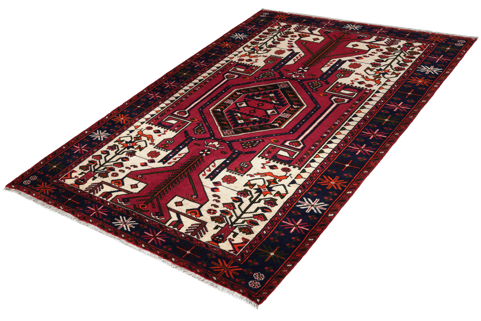 Saveh — Hand-knotted, 144x216 cm, Red, 100% Virgin Wool | View 5
