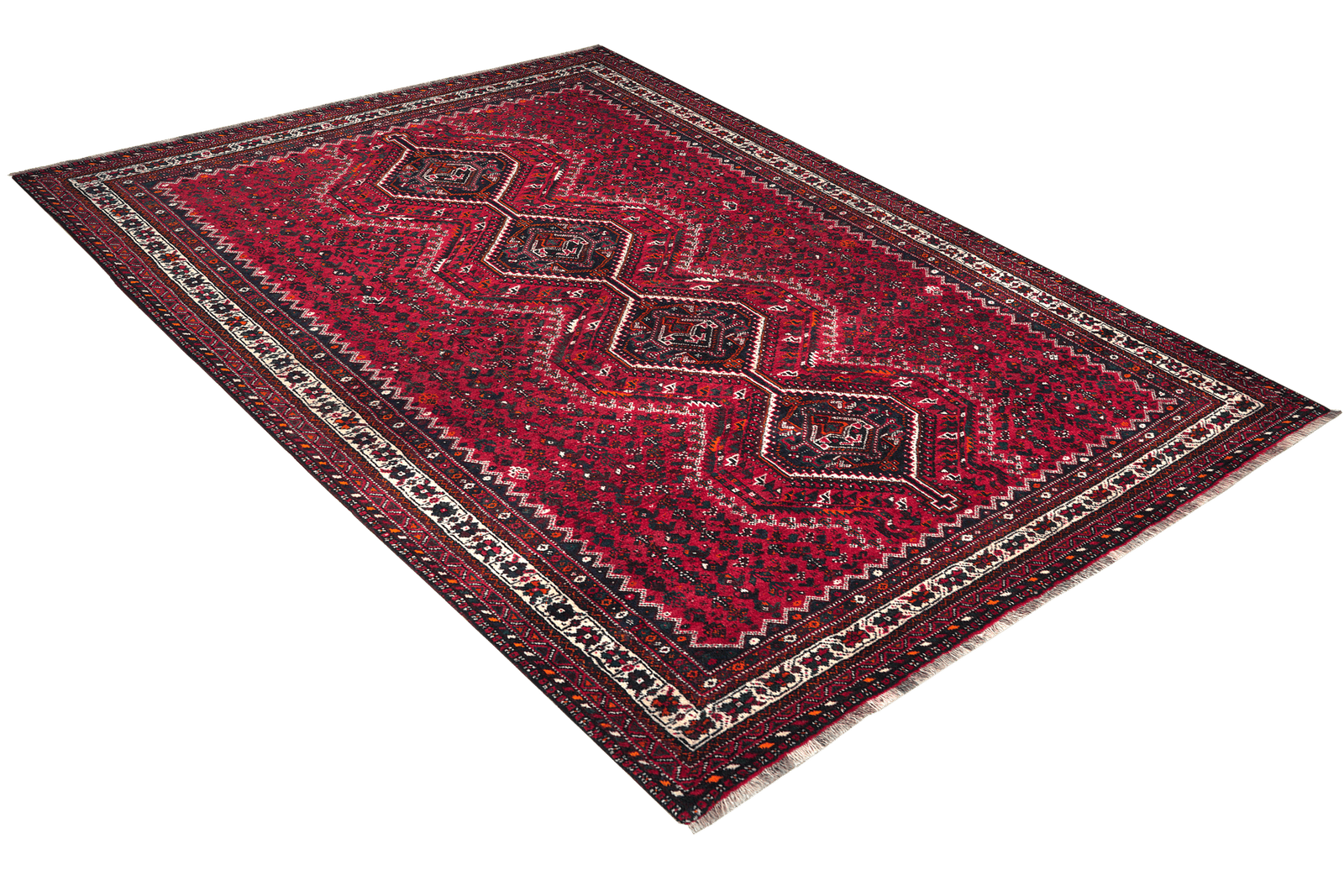 Shiraz — Hand-knotted, 214x304 cm, Red, 100% Virgin Wool | View 4
