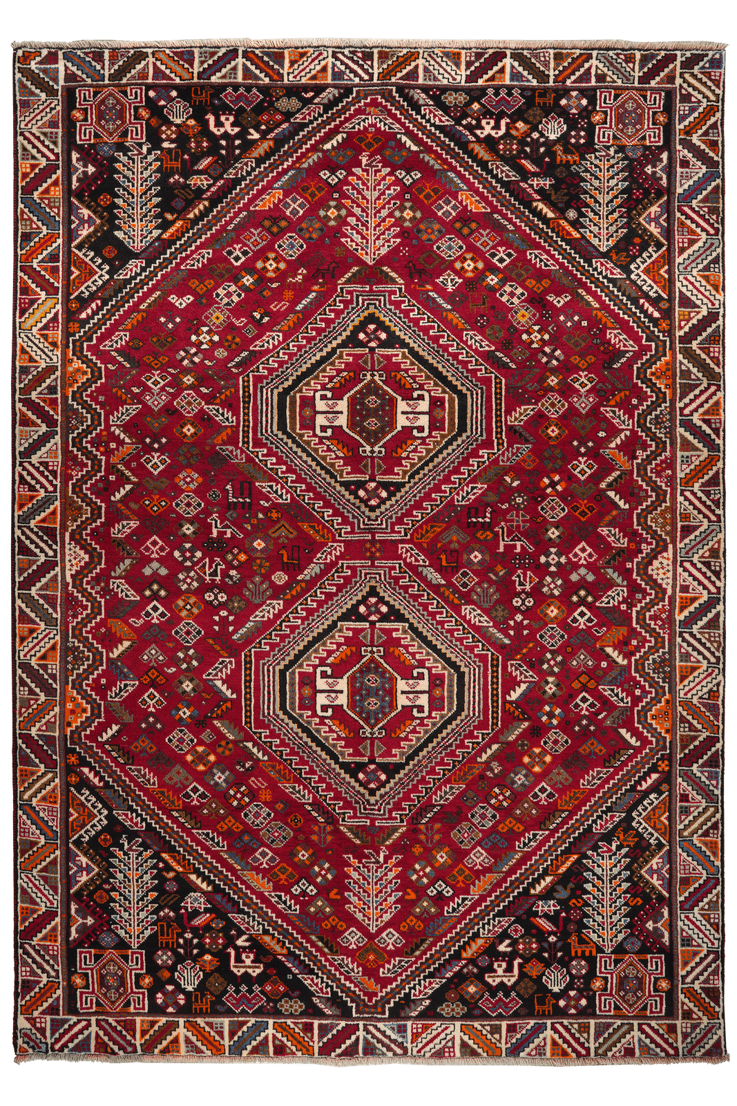 Gashgai — Hand-knotted, 177x254 cm, Red, 100% Virgin Wool | Main view