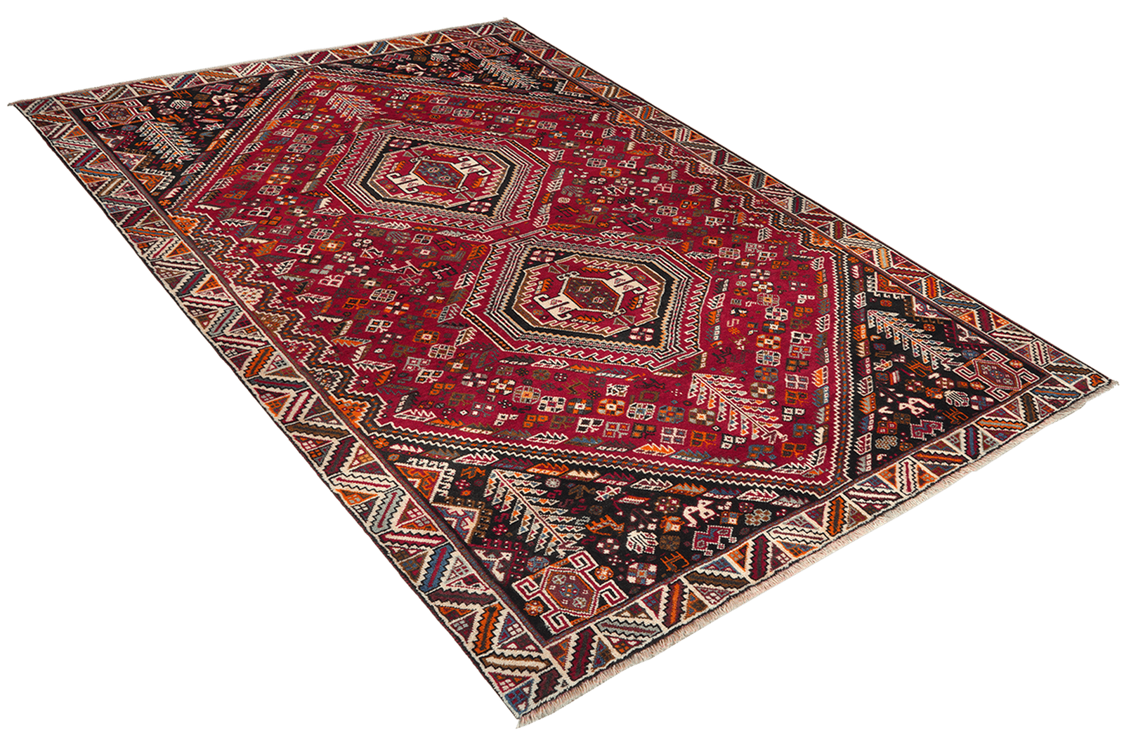 Gashgai — Hand-knotted, 177x254 cm, Red, 100% Virgin Wool | View 4