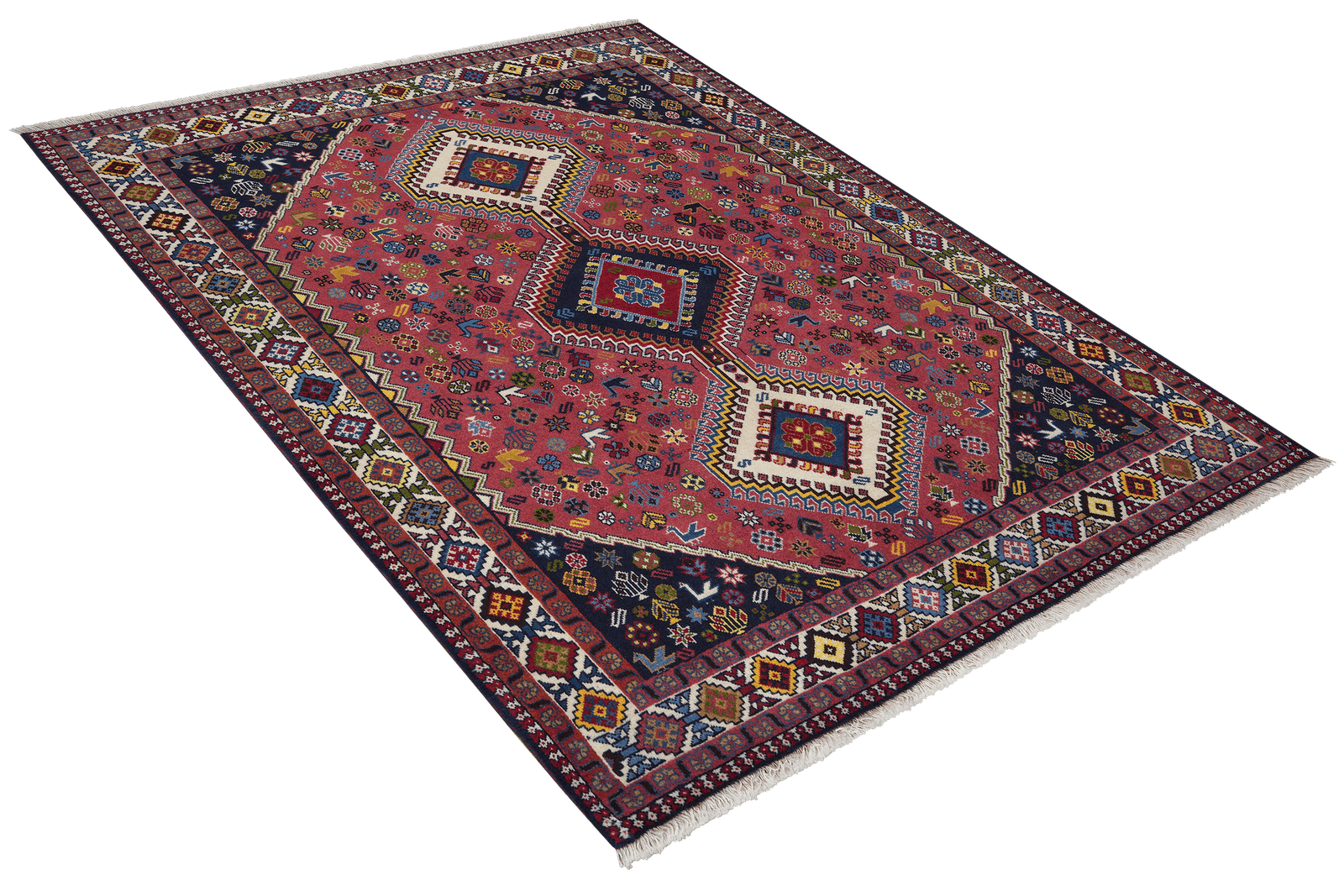 Yalameh — Hand-knotted, 152x196 cm, Red, 100% Virgin Wool | View 4