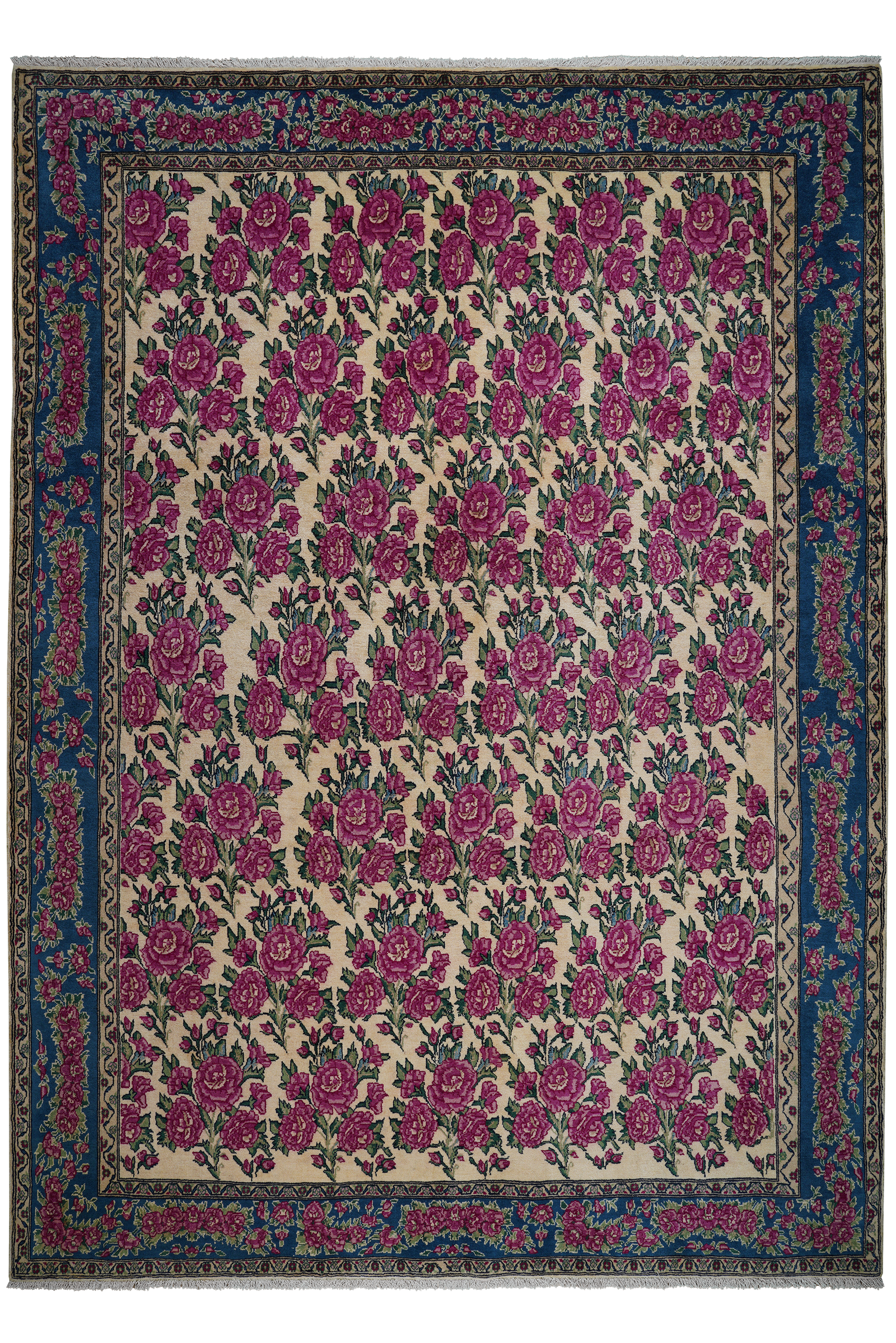 Kirman — Handgefertigt, 291x210 cm, Blau, 100% Virgin Wool | Main view