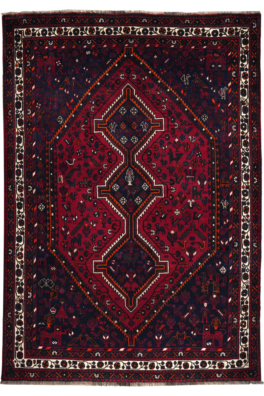 Gashgai — Hand-knotted, 206x297 cm, Red, 100% Virgin Wool | Main view